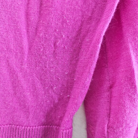 Banana Republic Women Sweater Merino Wool Size L V-Neck Pink Solid Pullover - Picture 12 of 12
